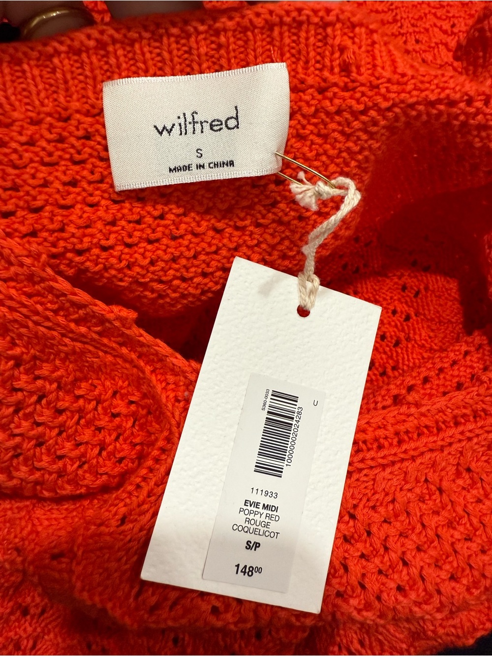 Aritzia Wilfred Evie Midi Poppy Red Rouge Coquelicot - Picture 4 of 4